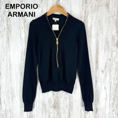 新品未使用 美品 EMPORIO ARMANI エンポリオアルマーニ ハーフジップアップ ウール ニット セーター ブラック レディース 長袖 トップスのサムネイル