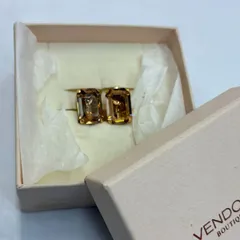 N【中古品】クリスタルイヤリング シトリン トパーズ おしゃれ かわいい