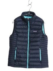 【お得なクーポン配布中!】 パタゴニア ダウン セーター ベスト レディース M 17年製 フルジップ 800フィル アウトドア パッカブル 重ね着 前開き ハイネック ネイビー