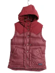 【お得なクーポン配布中!】 US企画 パタゴニア フード付き ダウン ベスト レディース S / 22年製 アウトドア ナイロン キャンバス フルジップ 重ね着 前開き ツートン