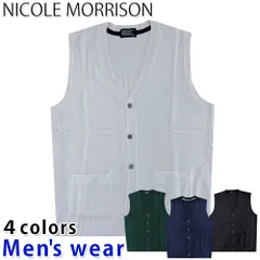 ニット ベスト メンズ 前開き Vネック セーター ゴルフ ビジネス ニコルモリソン 93434