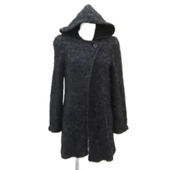 コムサデモード COMME CA DU MODE コート ロング丈 フード付き 9 黒 ブラック /SY25 ■GY58