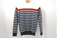 中古 レディース タイトリスト Titleist ニット S 白×紺 長袖ハイネックセーター 袖防風  ボーダー