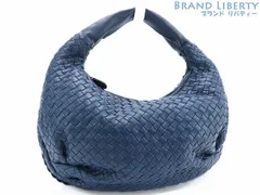 【超美品】ボッテガ ヴェネタ　BOTTEGA VENETA　イントレチャート　ヴェネタバッグ　ホーボーバッグ　ワンショルダーバッグ　ネイビーブルー　ラムレザー　232499