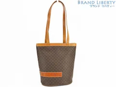 【美品】セリーヌ　CELINE　ヴィンテージ　マカダム　ショルダー トートバッグ　バケットバッグ　ハンドバッグ　ブラウン ダークブラウン　PVC レザー