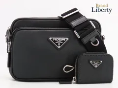 【ほぼ新品】プラダ　PRADA　サフィアーノ トライアングル　斜め掛け ショルダーバッグ　メッセンジャーバッグ　ポシェット　ショルダーポーチ　ポーチ付き　ブラック　カーフレザー　2VH170