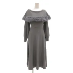 トッコ TOCCO ニットワンピース フレア M グレー 長袖 オフショルダー フェイクファー マキシ ロング丈 /NU ■GY60