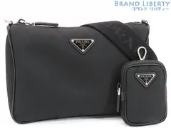 【超美品】プラダ　PRADA　ナイロン　斜め掛け ショルダーバッグ　メッセンジャーバッグ　クラッチバッグ　セカンドバッグ　ポーチ付き　ブラック　ナイロン レザー　2VH113