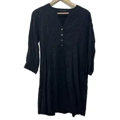 LAURAASHLEY(ローラアシュレイ) ワンピース サイズ13 L レディース - 黒 Vネック/七分袖/ひざ丈