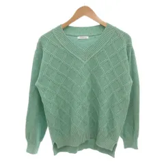 ニューヨーカー NEWYORKER ニット セーター L ライトグリーン Vネック ひし形デザイン 長袖 /NU ■GY59
