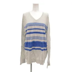 バナナリパブリック BANANA REPUBLIC ニット セーター カットソー XL グレー ボーダー柄 Vネック 長袖 /NL ■GY60