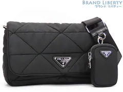 【新古品】プラダ　PRADA　パデッド リナイロン Re-Nylon キルティング　斜め掛け ショルダーバッグ　メッセンジャーバッグ　ショルダーポーチ　ポシェット　ポーチ付き　ブラック　リナイロン レザー　1BD290