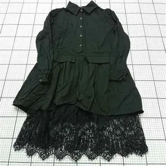 ◇ Θ エムオーティー n.o.t. レース切替シャツワンピース ブラック系 M レディース E  【1512220021158】