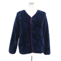 チャンピオン CHAMPION フリースジャケット ノーカラー ミドル丈 M ネイビー 紺 /HO30 ■GY61