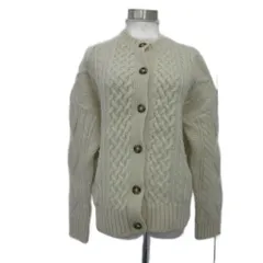 ミラオーウェン Mila Owen ニットカーディガン オーバーサイズ 0 S アイボリー ケーブルニット ラウンドネック ミドル丈 /YS21 ■GY61