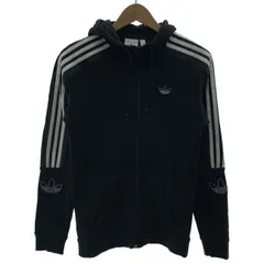 adidas　ジップアップパーカー　フルジップ　フード　裏毛　無地　ワンポイント　トレフォイル　刺しゅう　スポーツ　古着　/1286
