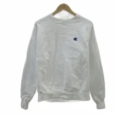 チャンピオン CHAMPION 復刻青タグ REVERSE WEAVE リバースウィーブ スウェット シャツ トレーナー S 白 ホワイト 裏起毛 ロゴ刺繡 ラウンドネック ミドル丈 /YS41 ■GY61