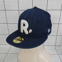 ◇ Θ ニューエラ New Era 59FIFTY デニムキャップ Rロゴ 刺繍 ネイビー メンズ E  【1512220016956】