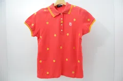 中古 レディース パーリーゲイツ PEARLY GATES 半袖ポロシャツ 1(M) 赤 レッド スマイリー総柄