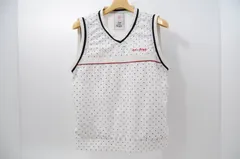 中古 レディース ジュン＆ロペ JUN&ROPE ベスト M 白×黒 Vネック ウィンド素材 裏地メッシュ ドット