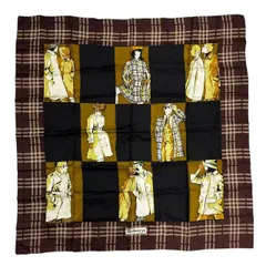 美品 BURBERRY バーバリー スカーフ シルク モダンなヴィンテージ ブラウン