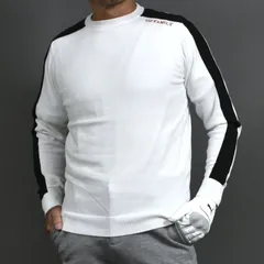 送料無料 アウトレット 廃盤処分品 ホワイト×ブラック/Mサイズ/XXXLサイズ 【COMONGOLF/コモンゴルフ】袖ラインクルーネックゴルフニットセーター(CG-ST225)ゴルフウェア メンズ 春 秋 冬  長袖 トップス スポーツ パシャ売り S-S