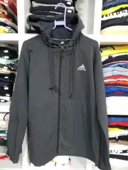 アディダス L フード ジップアップ ブラック フード ウィンドブレーカー