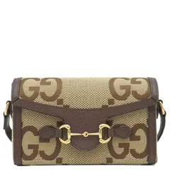 グッチ GUCCI ショルダーバッグ ホースビット1955 ミニバッグ GGキャンバス レザー ブラウン×ベージュ ゴールド金具 ジャンボGG  699296【中古】