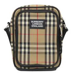バーバリー BURBERRY ショルダーバッグ ヴィンテージ チェック クロスボディ バッグ コットン レザー アーカイブベージュ シルバー金具 黒 赤 斜め掛け  8023381【中古】