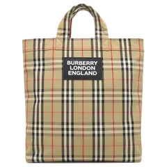 バーバリー BURBERRY 2WAYバッグ ヴィンテージチェック トート コットン アーカイブベージュ シルバー金具 黒 赤 ロゴ ショルダー  8017740【中古】