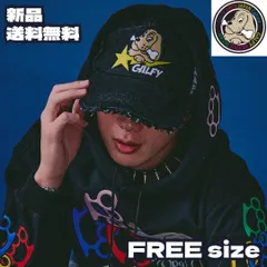 \\新作//【GALFY/ガルフィー：星のワンちゃんボロボロCAP】 帽子 キャップ ストリート アメカジ カジュアル パンク HIPHOP ラッパー 刺繍 ユニセックス 161007 ピグメント ブラック ダメージ加工 新品未使用 少量入荷 送料無料のサムネイル