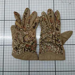 ◇ Θ ポール・スチュアート Paul Stuart ペイズリー柄 レザーグローブ メンズ E  【1601070001240】