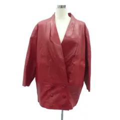 レザージャケット ノーカラージャケット ミドル丈 F 赤 レッド ダブルボタン /HO6 ■GY58