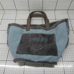 ◇ Θ スマイリー×クーコ SMILEY×COOCO フェイクファー トートバッグ ブルー系 レディース E  【1601070004272】
