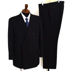 ASANO 6つボタン ダブルスーツ M AB5 ブラック ワンタック アジャスターなし ブラックスーツ 合物 春夏秋 6XA093 【送料無料】【中古】【メンズビジネス】202601