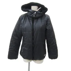 アディダス adidas 中綿ジャケット ミドル丈 M 黒 ブラック フード付き ジップアップ /SY1 ■GY61