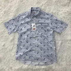 KANGOL 半袖シャツ／ メンズ Lサイズ ホワイト×ネイビー 総柄 新品タグ付き カンゴール 鹿の子のサムネイル