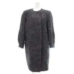 コルディア CORDIER 美品 ノーカラーコート ウール混紡 7 グレー シングルボタン /YJ ■GY59