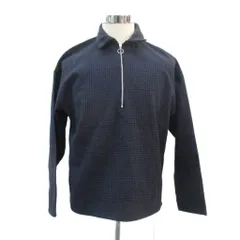 アーバンリサーチ URBAN RESEARCH カットソー ハーフジップ プルオーバー 38 M 紺 黒 千鳥格子柄 長袖 /SY24 ■GY58