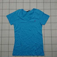 ◇ ⊂ ラルフローレンスポーツ Ralph Lauren Sport VネックTシャツ ブルー系 レディース L E  【1601150010582】