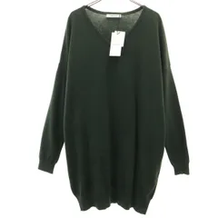 未使用 MOUSSY マウジー 長袖 Vネック ニット FREE 深緑 チュニック丈 セーター レディース 古着