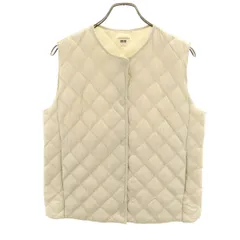 UNIQLO ユニクロ パフテックキルティング ベスト L アイボリー ウォームパデッド 中綿 収納袋付き レディース 古着