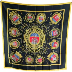 エルメス HERMES カレ90 LES ARMES DE PARIS ブラック シルク レディース スカーフ