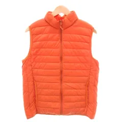 ユニクロ UNIQLO 美品 ウルトラライトダウンベスト スタンドカラー ジップアップ L オレンジ /YJ ■GY61