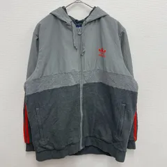 adidas Originals フルジップパーカー バイカラー グレー オレンジライン フーディー【メンズ3L】