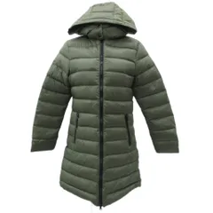 ジーユー GU ダウンコート ナイロン S カーキ スタンドカラー フード付き 2way ロング丈 /YS16 ■GY58