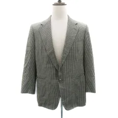 バーバリーズ Burberrys テーラードジャケット シングル ミドル丈 総裏地 チェック柄 ウール シルク混 カーキ /HO8 ■GY53