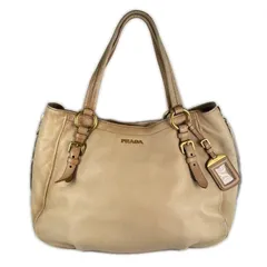 PRADA プラダ ハンドバッグ レザー ベージュ レディース【中古】【送料無料】