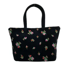 FEILER(フェイラー) トートバッグ美品  - 黒×グリーン×マルチ リアローズ