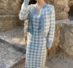 A17h オムジ(UMJI) アディセテゥ ハウンドトゥース ONE PIECE カーディガン セット